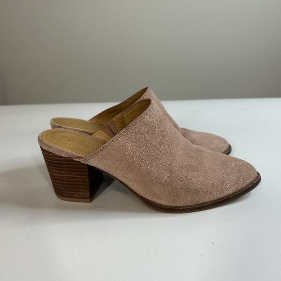 Madewell The Harper Mule 5.5 Pink Old Rose Suede Leather Heel Shoe Slip On Flaw - Picture 3 of 10